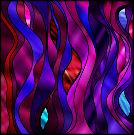 Stunning abstract stained glass window design, in purple and blue tones.のイラスト素材