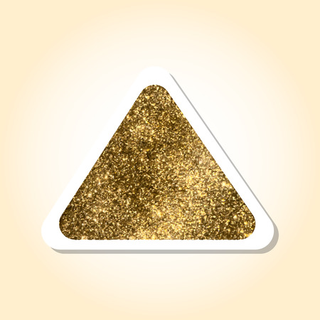 Gold Metallic texture inside a triangular sticker with a drop shadow and pastel background. Use for labels, speech, sale tags.のイラスト素材