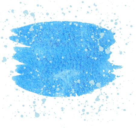 Blue watercolor brush strokes and translucent paint splatters.のイラスト素材
