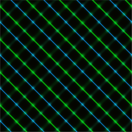 Green and blue neon crossed stripes over a black background, seamless.のイラスト素材