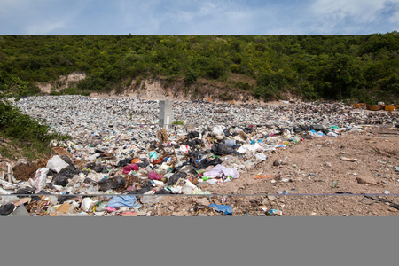 PATTAYA ,AUGUST 30 : Garbage pond in Koh Larn island in Pattaya,Thailand in Pattaya City on August 30,2015, Koh Larn island is the most famous of pattaya city in Pattaya Chonburi, Thailand.のeditorial素材