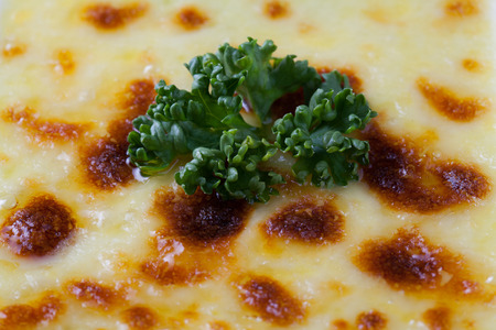 Close up Baked Spinach with parsley put on top.の写真素材
