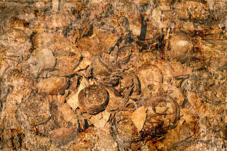 cutting apart of cigar on ashtray overlap with old wall textured background. retro filter.