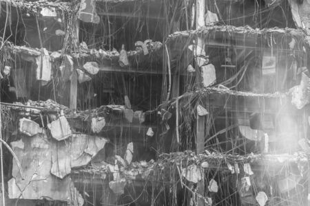 damage after burning building on cityの写真素材