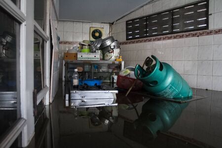 Nonthaburi flood in Thailand 2011-The lifestyle of people in massive flooding, Nonthaburi in Thailand, October 21, 2011のeditorial素材