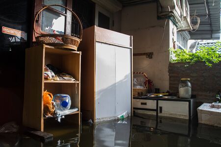 Nonthaburi flood in Thailand 2011-The lifestyle of people in massive flooding, Nonthaburi in Thailand, October 21, 2011のeditorial素材