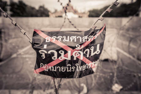 BANGKOK-November 7: The Thai people protest against the government of Yingluck Shinawat on Ratchadamnoen road on November 7, 2013 in Bangkok, Thailand.のeditorial素材