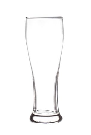 Empty beer glass, empty beverage glass isolated on white backgroundの写真素材