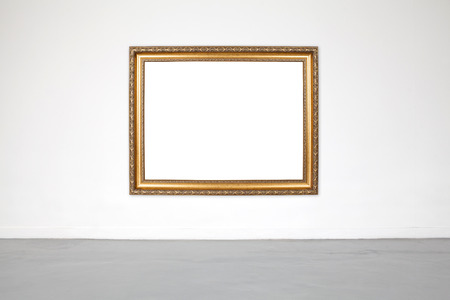 Classic frame on white cement wall in showroom and gallery.