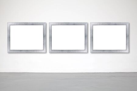 Classic frame on white cement wall in showroom and gallery.
