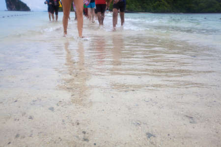 Seascape low seawater is unseen Thailand on Ao Phra Nang at Krabi province.の写真素材