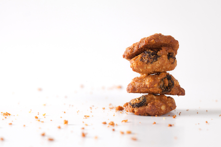 close up cookie isolated on white background in the studio.の写真素材