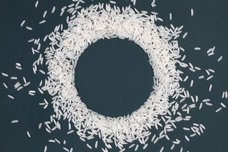The rice on the green board with circle space for your textの写真素材