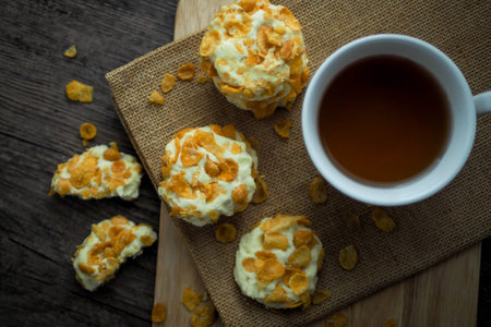 Cornflake cookies serve with tea.
