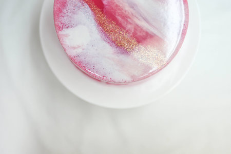 Pink mirror glaze cake.の写真素材