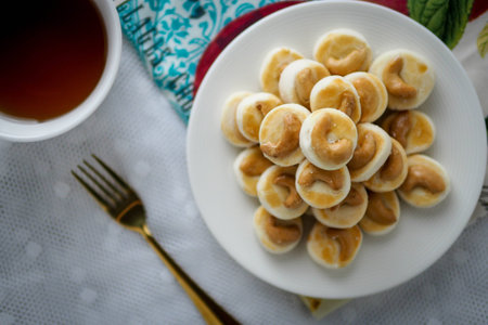 Singapore biscuit (cookies) serve with tea.の写真素材