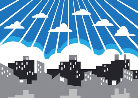 Building Cartoon Background, Side viewのイラスト素材