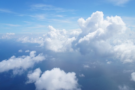 Sky and group of clouds taken from airplaneの写真素材