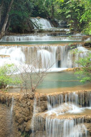 Deep forest Waterfall in Kanchanaburi, Thailandの写真素材