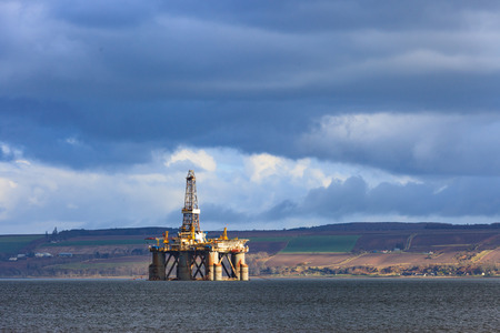 Semi Submersible Oil Rig at Cromarty Firth in Invergordon, Scotlandの写真素材