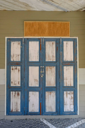 old wooden door and blank  wood board