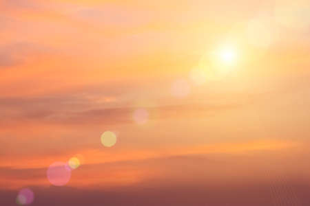 Orange sunset light in winter, surrounded by beautiful nature.の写真素材