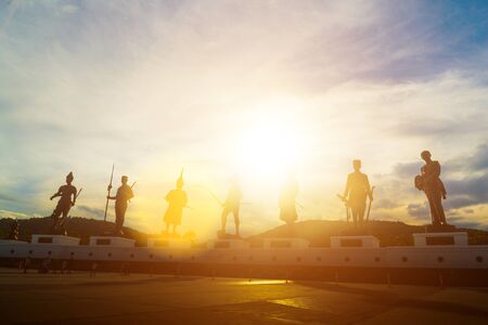 Silhouette  in the evening at Rajarhat Park, a new attraction of Hua Hin.の写真素材