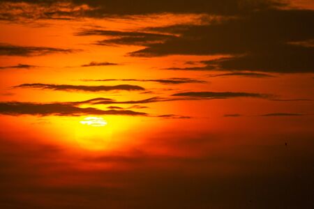 Morning sun light orange hot zone.の写真素材