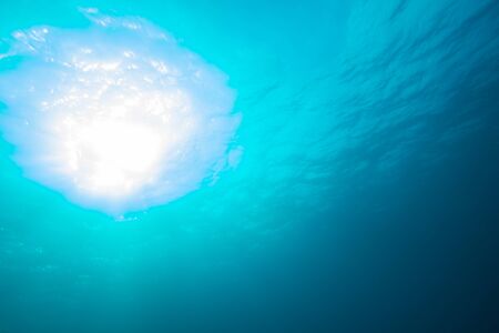 Underwater sun light and beam, Direct to the Sunの写真素材