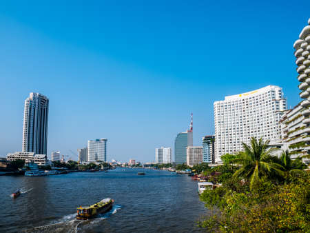 Bangkok, Thailand - January 30, 2016. Hotel by Chao Phraya River side at Bangkok, Thailandのeditorial素材