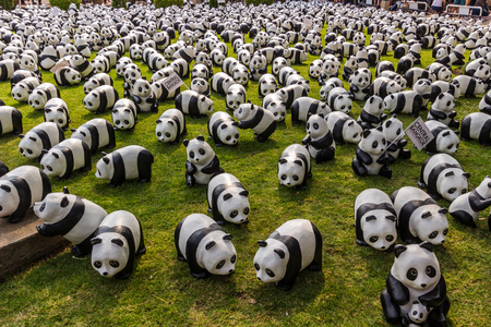 Bangkok, Thailand - March 12, 2016: 1600 PANDAS+ World Tour arrive in Bangkok to promote conservation and awareness of environmental issuesのeditorial素材
