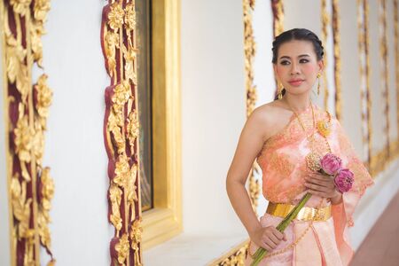 Thai women in a beautiful traditional thai clothingの写真素材