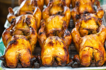 The Group of grilled chicken in the market, Street foodの写真素材