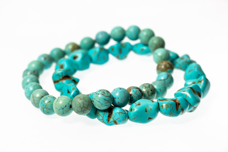 The Turquoise stone bracelet on white backgroundの写真素材