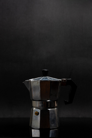 Coffee equipment Moka Pot and coffee beanの写真素材