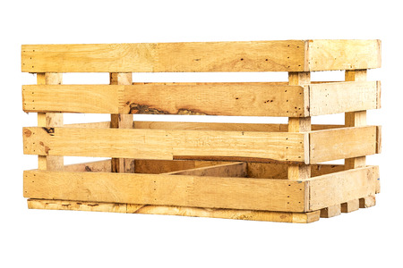 Wooden box isolated on a white backgroundの写真素材