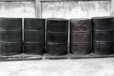 Oil Drums -- they are old and rusty and in various colorsの写真素材