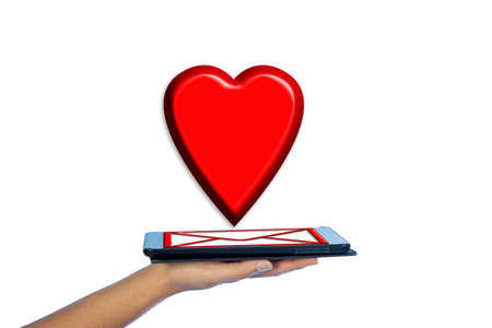 Send Love tablet in handsの写真素材