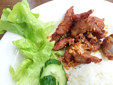 Pork fried rice garlicの写真素材
