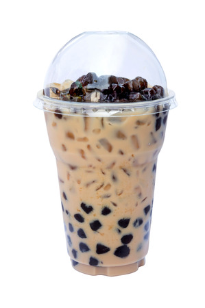 Iced coffe isolated on white backgroundの写真素材