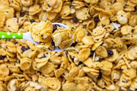 cereal made from cornflakes and caramel.の写真素材
