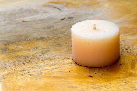 candles on old wooden backgroundの写真素材