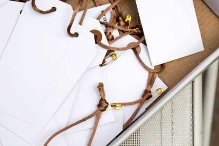 Business card as a bookmark in the book, diaryの写真素材