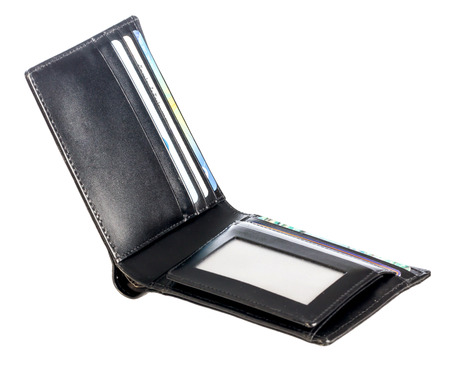 Black leather wallet isolated on white background