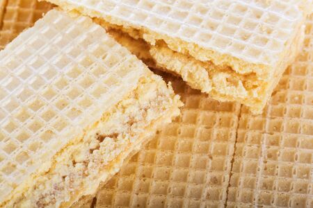 Closeup wafer filled with butter creamの写真素材