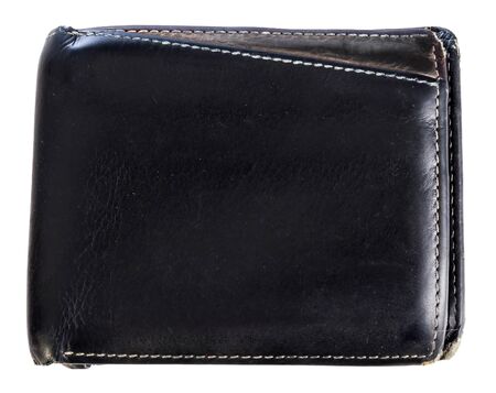 Old leather wallet isolated on a white background