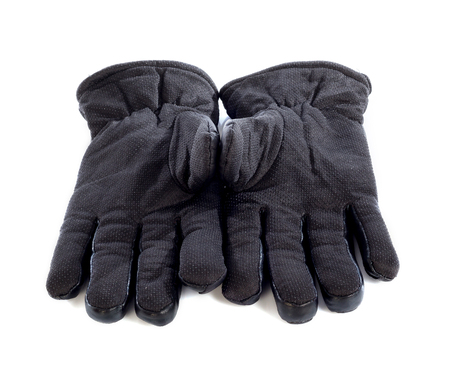 back leather driving gloves on a white backgroundの写真素材