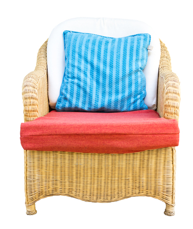 wicker chairs isolated on white with clipping pathの写真素材