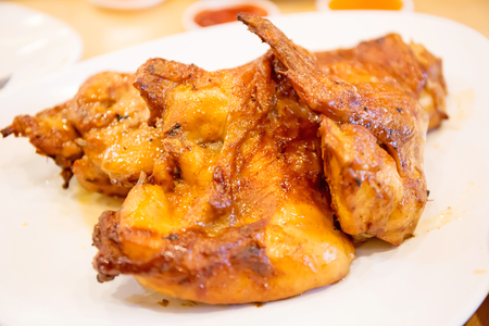 grilled chicken on a plateの写真素材