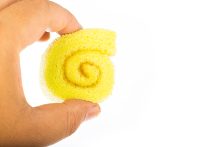 Matcha cake rolls isolated on white backgroundの写真素材